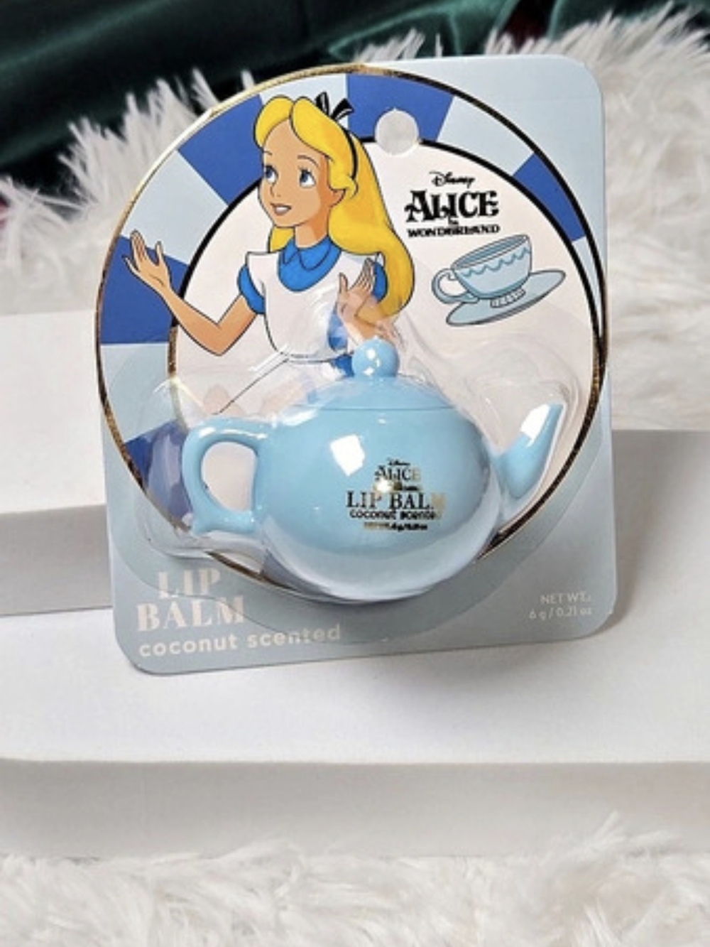 Disney Alice in Wonderland Lip Balm Blue Teapot Coconut Scented Tea Party NWT 4g - Picture 2 of 5